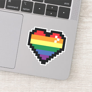 Rainbow Pixel Heart Sticker
