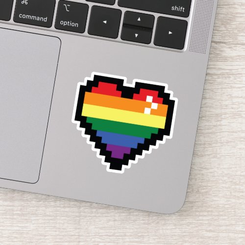 Rainbow Pixel Heart Sticker