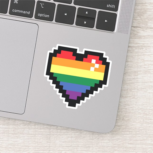 Rainbow Pixel Heart Sticker (Detail)