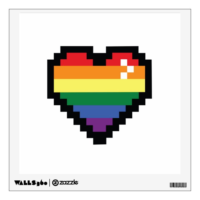Rainbow Pixel Heart Wall Decal (Front)