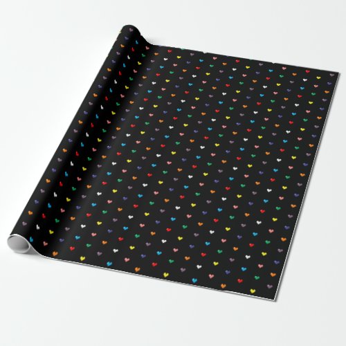 Rainbow Pixel Hearts 8_Bit Retro Gaming Wrapping Paper