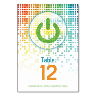 Rainbow Pixel Video Game Gamer Bar Mitzvah Table Number