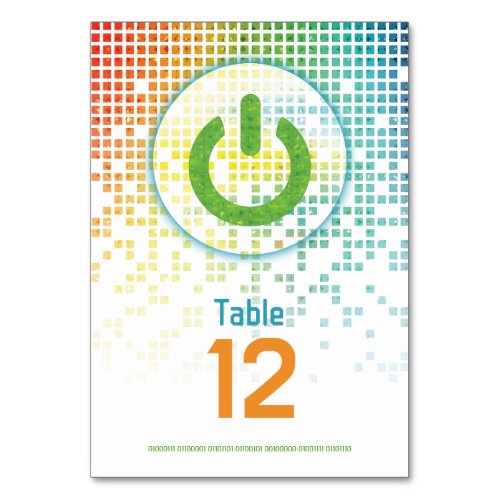Rainbow Pixel Video Game Gamer Bar Mitzvah Table Number