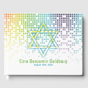 Rainbow Pixels Video Game Gamer Bar Mitzvah Guest Book