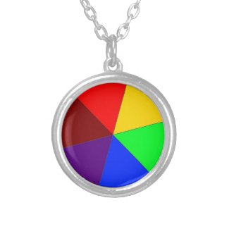 Rainbow Pizza Art Silver Plated Necklace