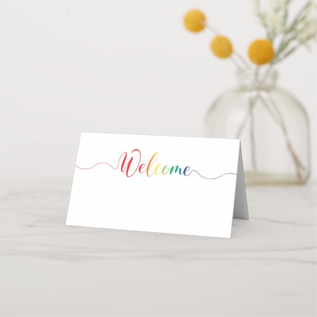 Rainbow Place Cards for a gay or lesbian wedding (Front)
