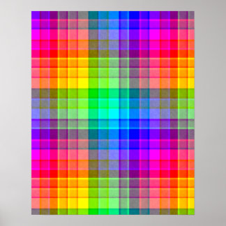 Rainbow Plaid Background Custom Poster