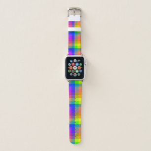 Rainbow Plaid Blocks Pride Bright and Fun Apple Watch Band