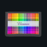 Rainbow Plaid Colorful | Add Your Name Tri-fold Wallet<br><div class="desc">This rainbow plaid pattern is bright and colorful,  with a light texture effect. It's a vivid,  vibrant checkered pattern that looks pretty as a background for your name or other short text.</div>
