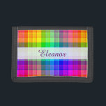 Rainbow Plaid Colorful | Add Your Name Tri-fold Wallet<br><div class="desc">This rainbow plaid pattern is bright and colorful,  with a light texture effect. It's a vivid,  vibrant checkered pattern that looks pretty as a background for your name or other short text.</div>