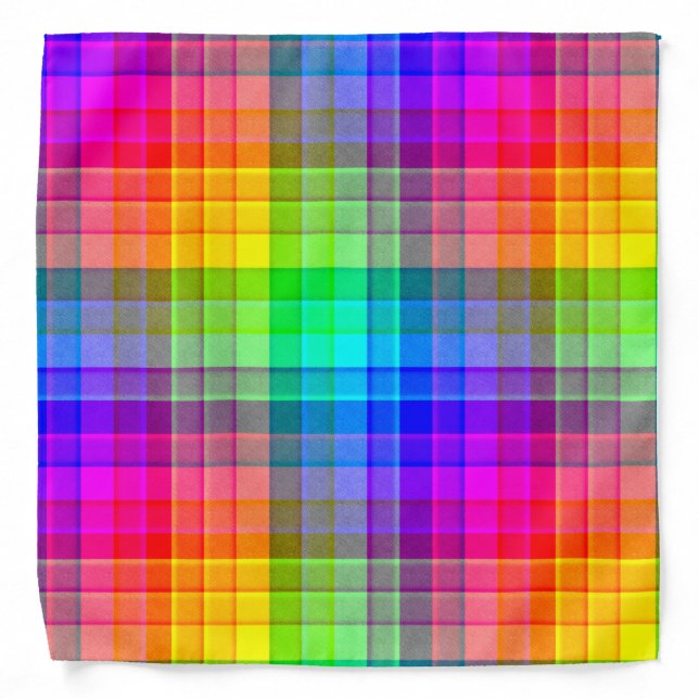 Rainbow Plaid Custom Bandana (Front)