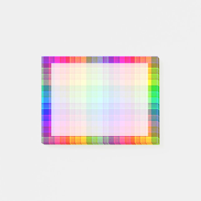 Rainbow Plaid Custom Post-it Notes (Front)