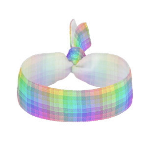 Rainbow Plaid Custom Ribbon Hair Tie