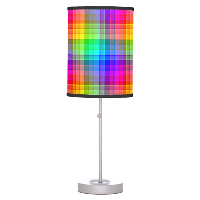 Rainbow Plaid Custom Table Lamp (Front)