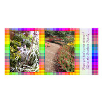 Rainbow Plaid Custom Two Photo Card