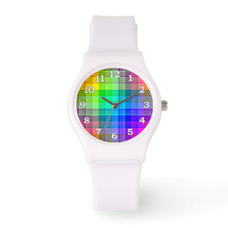 Rainbow Plaid Custom Watch