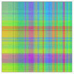 Rainbow Plaid Fabric Bright Colorful Stripes