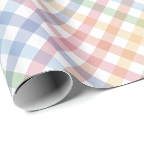Rainbow plaid gingham cute colorful pastel wrapping paper
