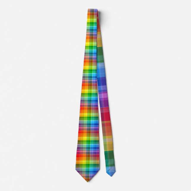 Rainbow Plaid LGBTQ+  Neck Tie (Front)