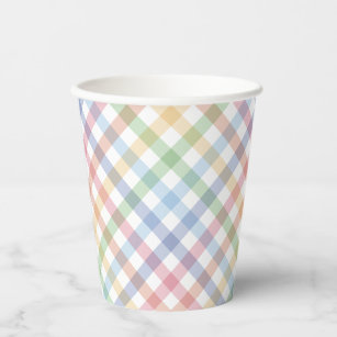 Rainbow plaid pastel gingham cute simple spring paper cups