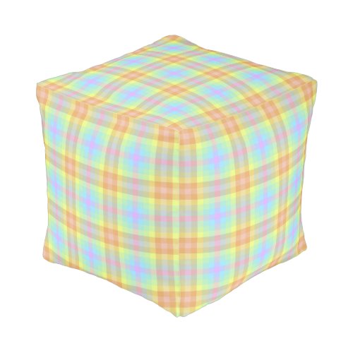 Rainbow Plaid Pastel pouf