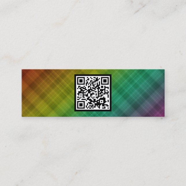 rainbow plaid QR code Mini Business Card (Front)