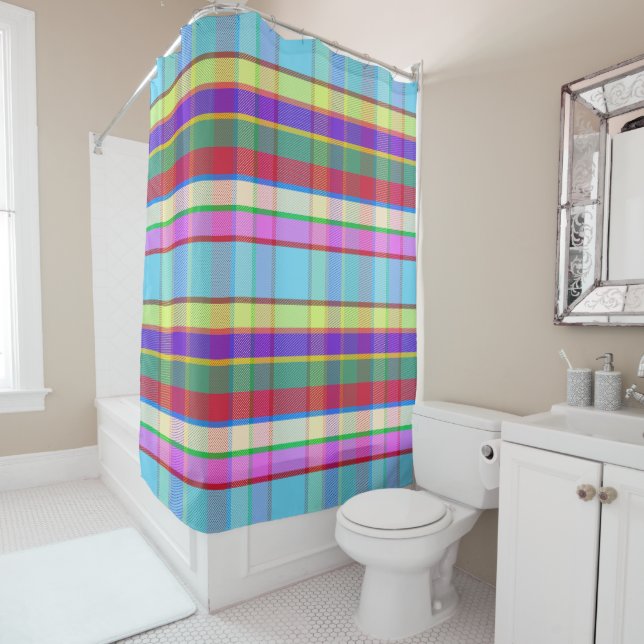 Rainbow Plaid RD Shower Curtain (In Situ)
