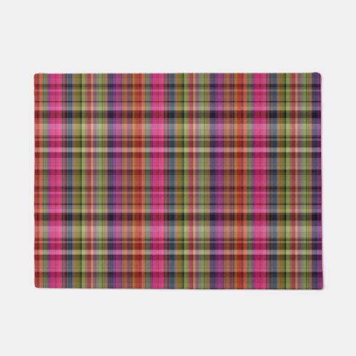 Rainbow Plaid Seamless Pattern Doormat