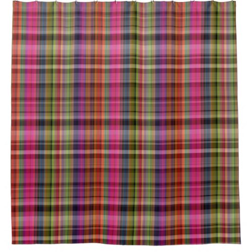 Rainbow Plaid Seamless Pattern Shower Curtain