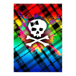 Rainbow Plaid Skull Poster