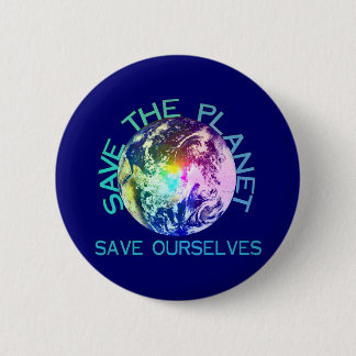 Rainbow Planet Pinback Button