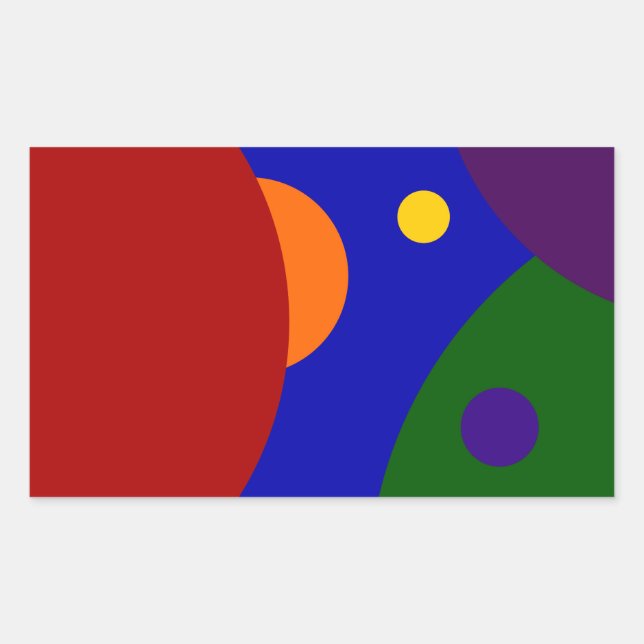 Rainbow Planets Rectangular Sticker (Front)