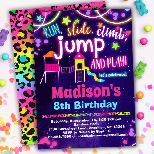 Rainbow Playground Birthday Party Invitation