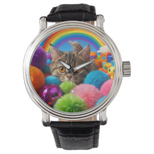 Rainbow Playtime Kitten Adorable Tabby Cat Watch