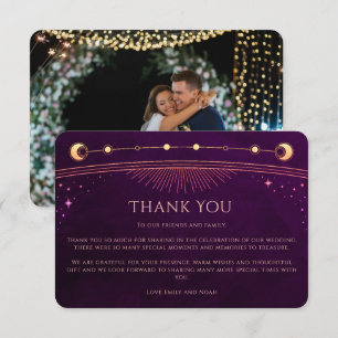 Rainbow Plum Celestial Wedding Thank You Card