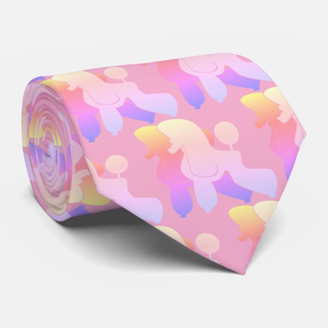 Rainbow Podel Dog graphical pattern  Neck Tie (Rolled)