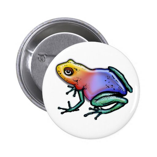 Rainbow Poison Dart Frog Button | Zazzle