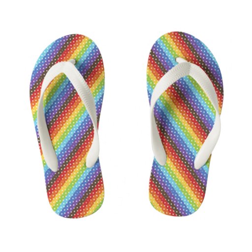Rainbow Pokka Dots Design Kid's Flip Flops | Zazzle