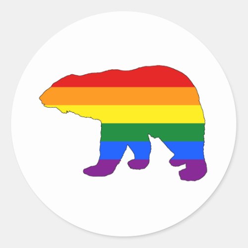 Rainbow Polar Bear Classic Round Sticker