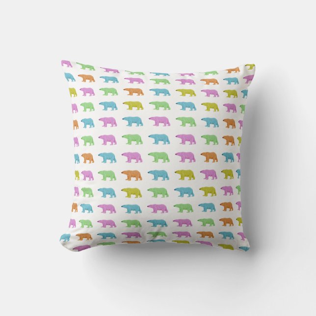 Rainbow Polar Bear Pattern  Throw Pillow (Front)