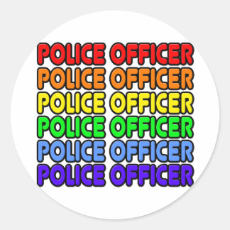 Rainbow Police Officer Classic Round Sticker