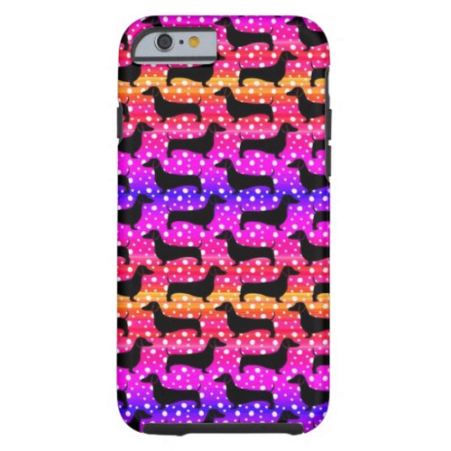 Rainbow Polka Dachshunds Tough iPhone 6 Case