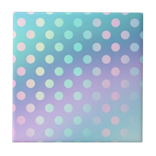 Rainbow Polka Dot Abstract Blur Magical Design Ceramic Tile