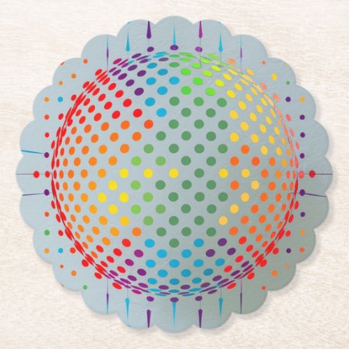 Rainbow Polka Dot Circle Paper Coaster