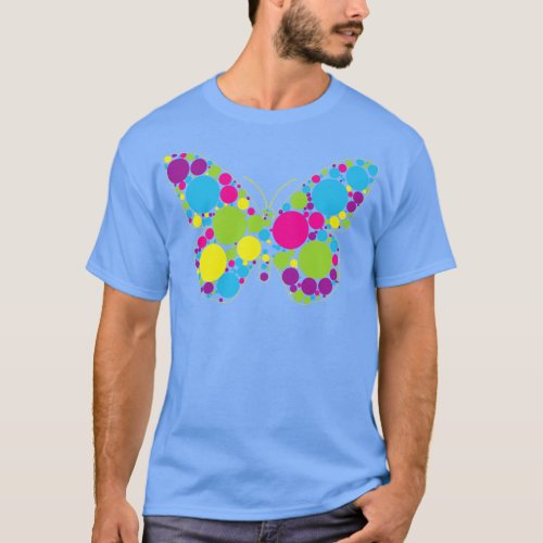 Rainbow Polka Dot Colorful Buterfly Dot Mandala Ar T_Shirt