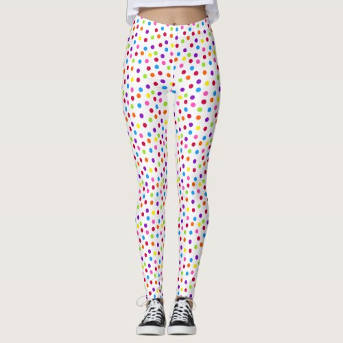 Rainbow Polka Dot Colorful Pattern Leggings