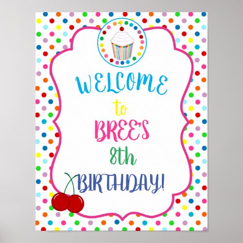 Rainbow Polka Dot Cupcakes and Numbers Poster