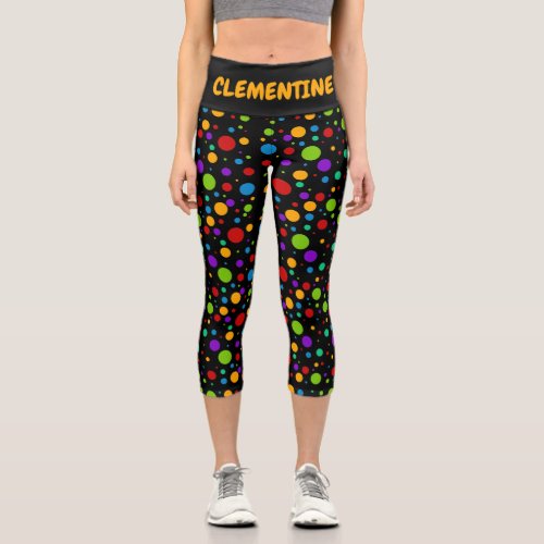 Rainbow Polka Dot Custom Capri Leggings