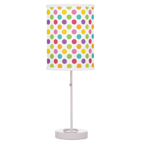 Rainbow Polka Dot Kids Bedroom Table Lamp