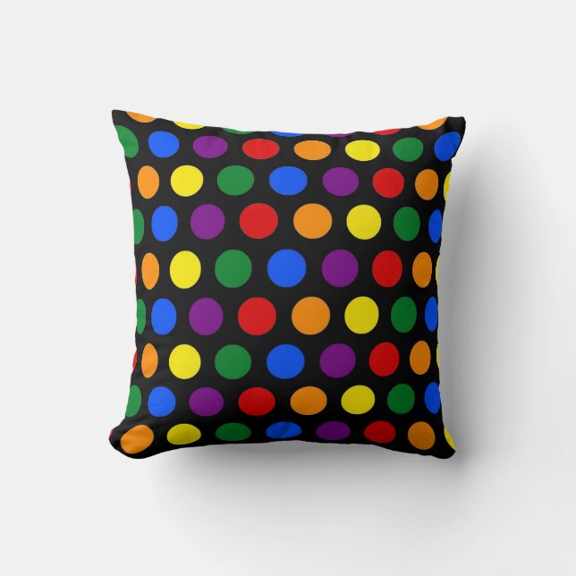 Rainbow Polka Dot Throw Cushion (Front)